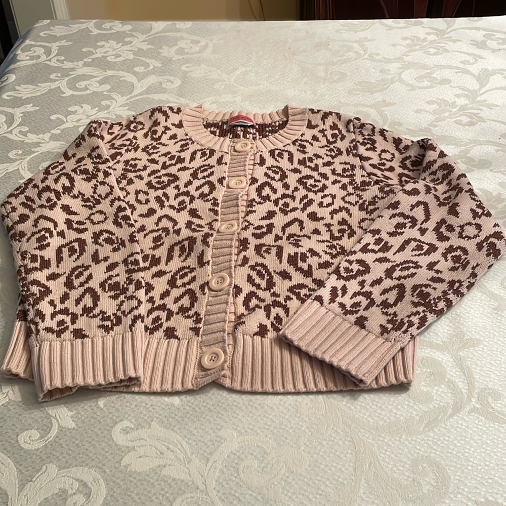 Kate spade leopard print cardigan with a very light metallic thread throughout